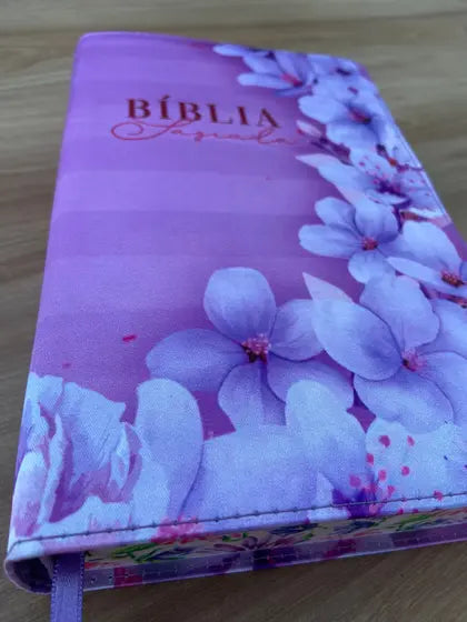 Biblia ARC Borda Floral Orquidea Lilas