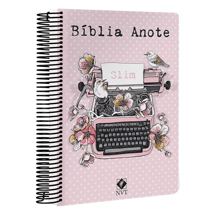 Bíblia Anote Slim Typo Rosa| NVT | Capa Dura Espiral