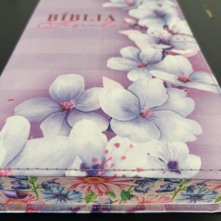 Biblia ARC Borda Floral Orquidea Lilas